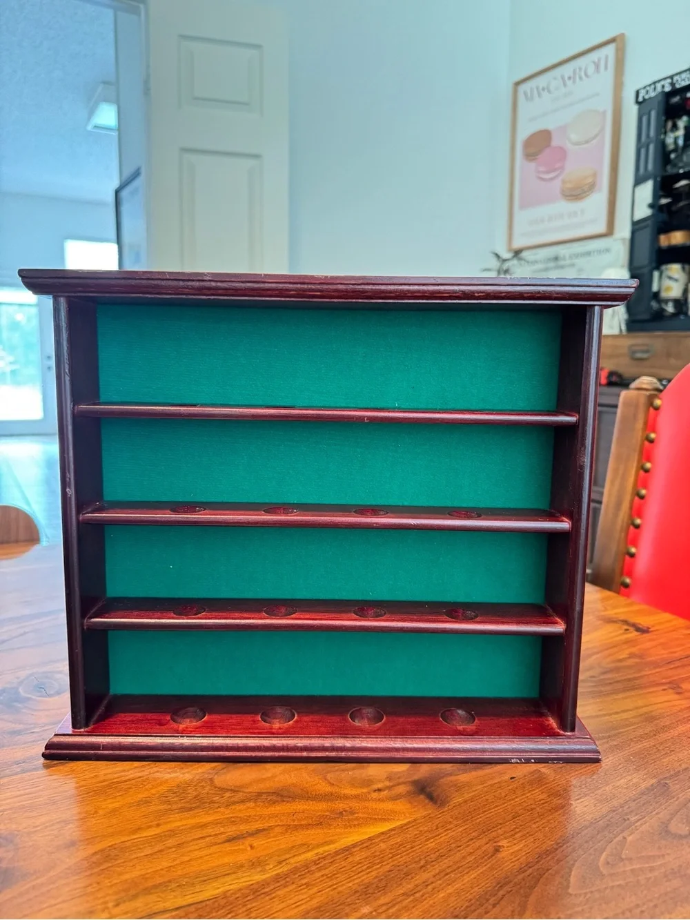 16 Ball Mahogany Wood Golf Ball Display Cabinet Case Rack Wall Mount